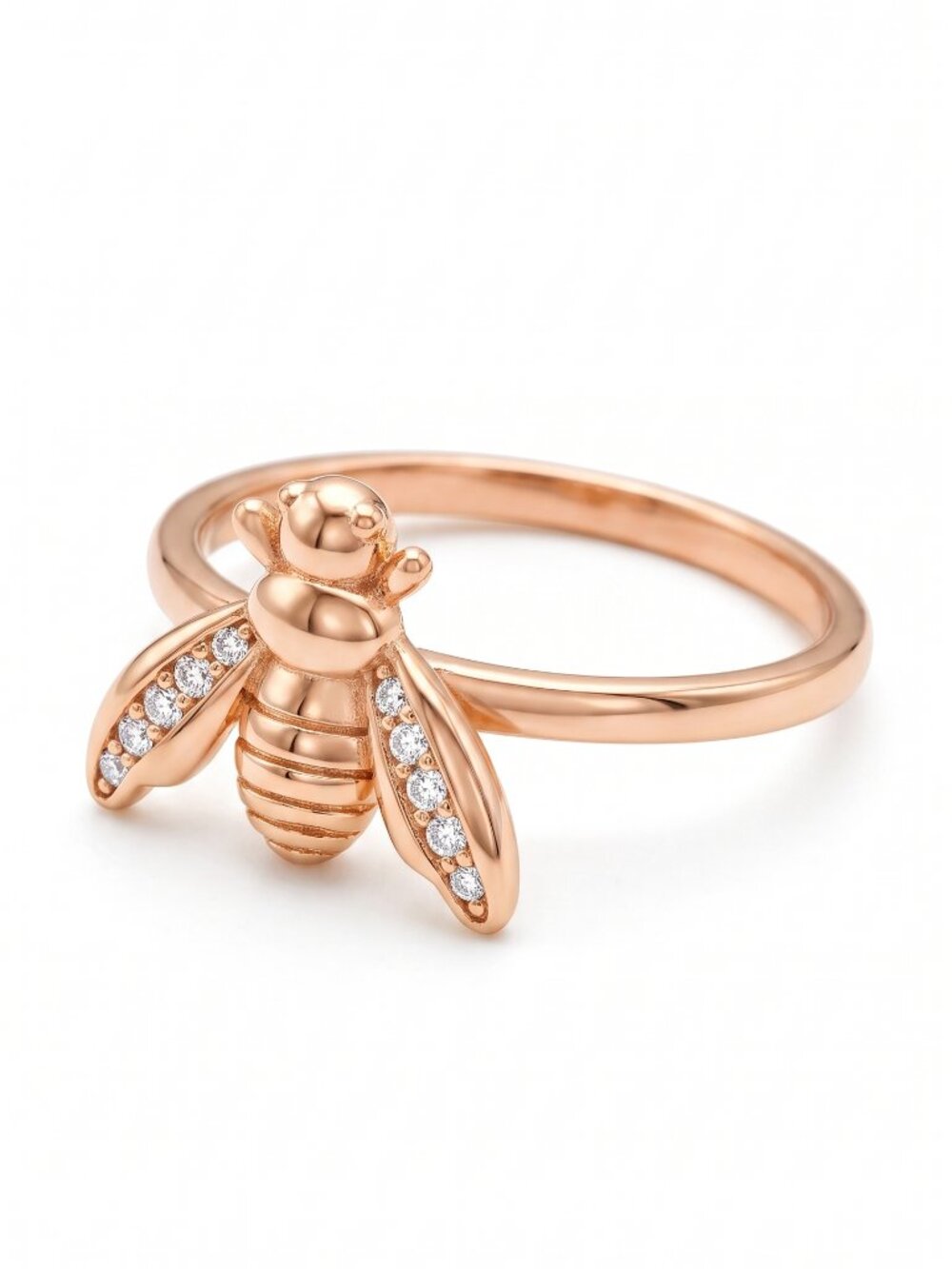 Honey Bee ring with rose gold finish, Charmed Aroma 925 Sterling Silver